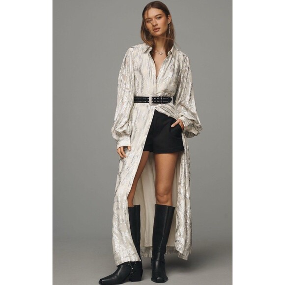 Anthropologie Dresses Anthropologie Maxi Shirt Dress Silver